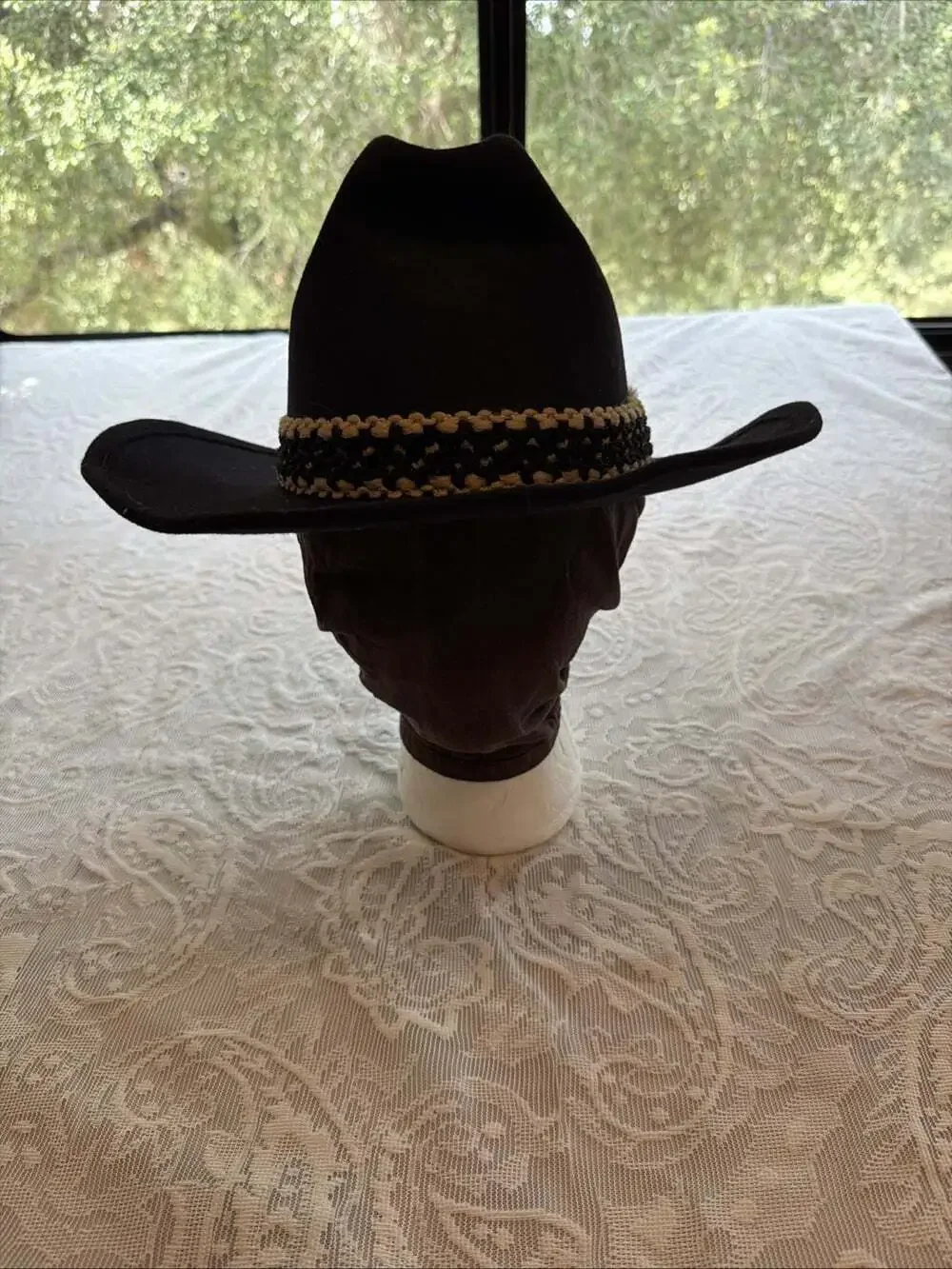 Bollman Natural 100% Wool Fedora Hat Black 71/8 Made in USA Classic Style
